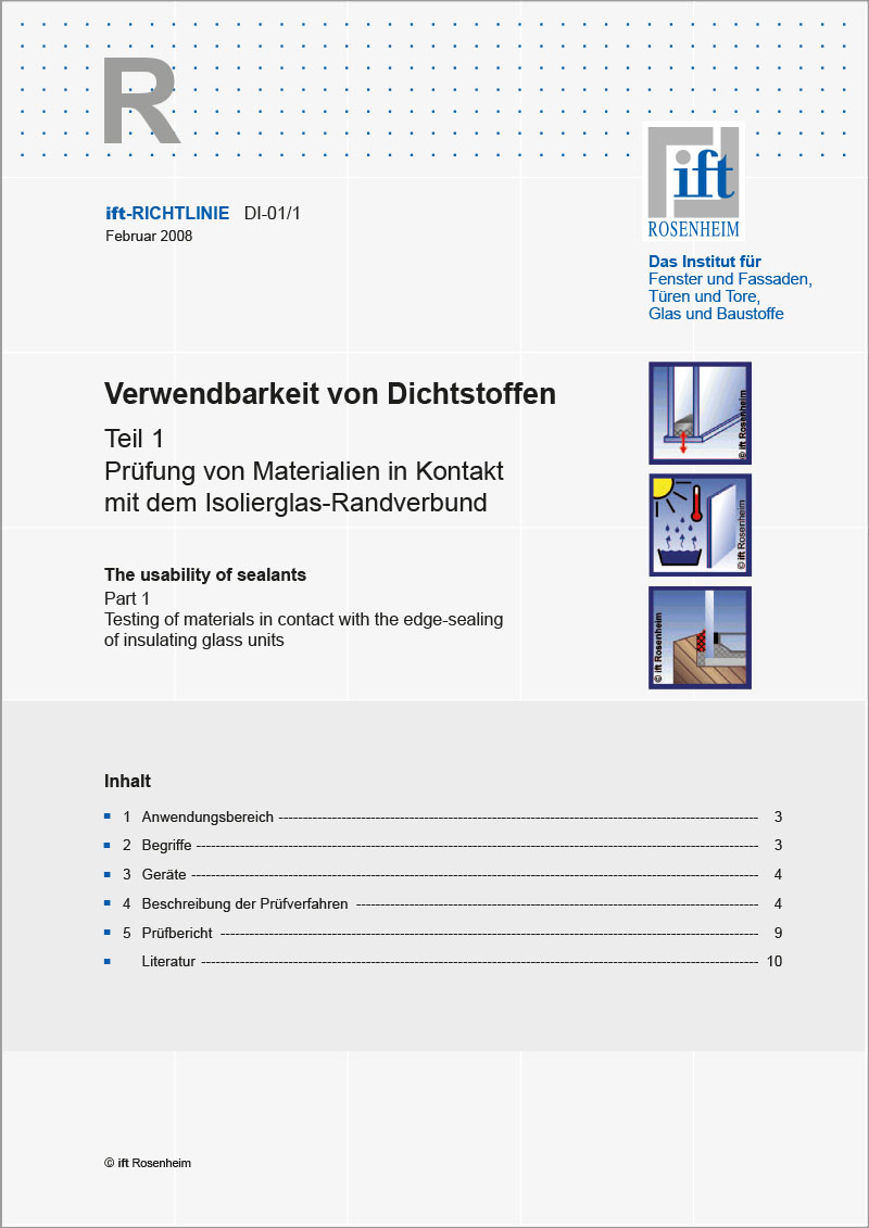 ift-Richtlinie DI-01/1 – Verwendbarkeit von Dichtstoffen