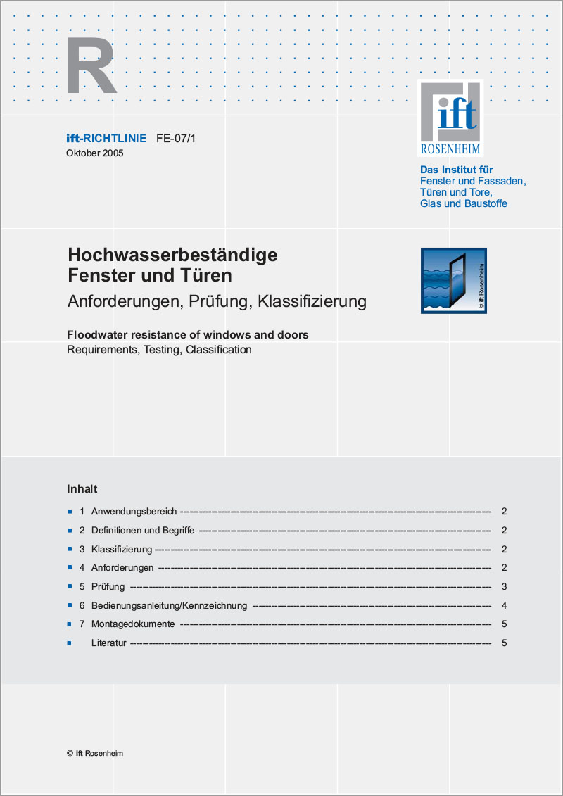ift-Richtlinie FE-07/1 – Hochwasserbeständige Fenster und Türen