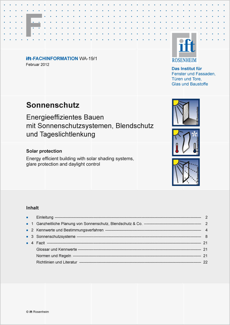 ift-Fachinformation WA-19/1 Sonnenschutz