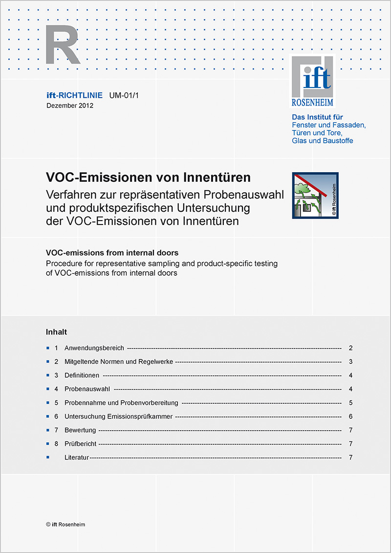 ift-Richtlinie – UM-01/1 VOC-Emissionen von Innentüren