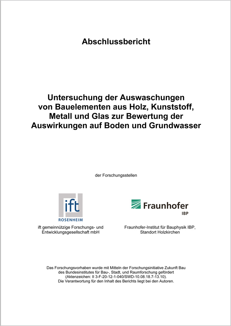 Forschungsbericht "Auswaschungen von Bauelementen"