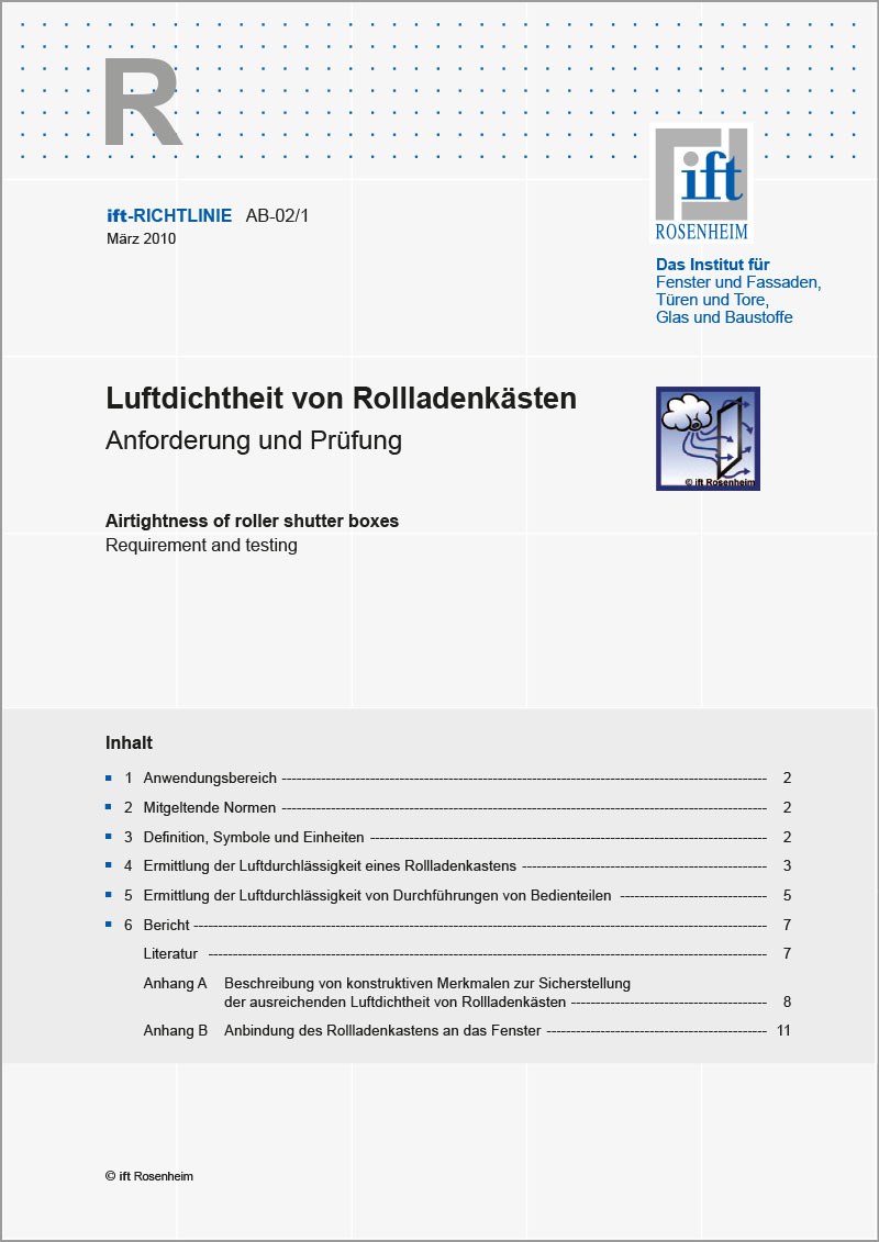 ift-Richtlinie AB-02/1 – Luftdichtheit von Rollladenkästen
