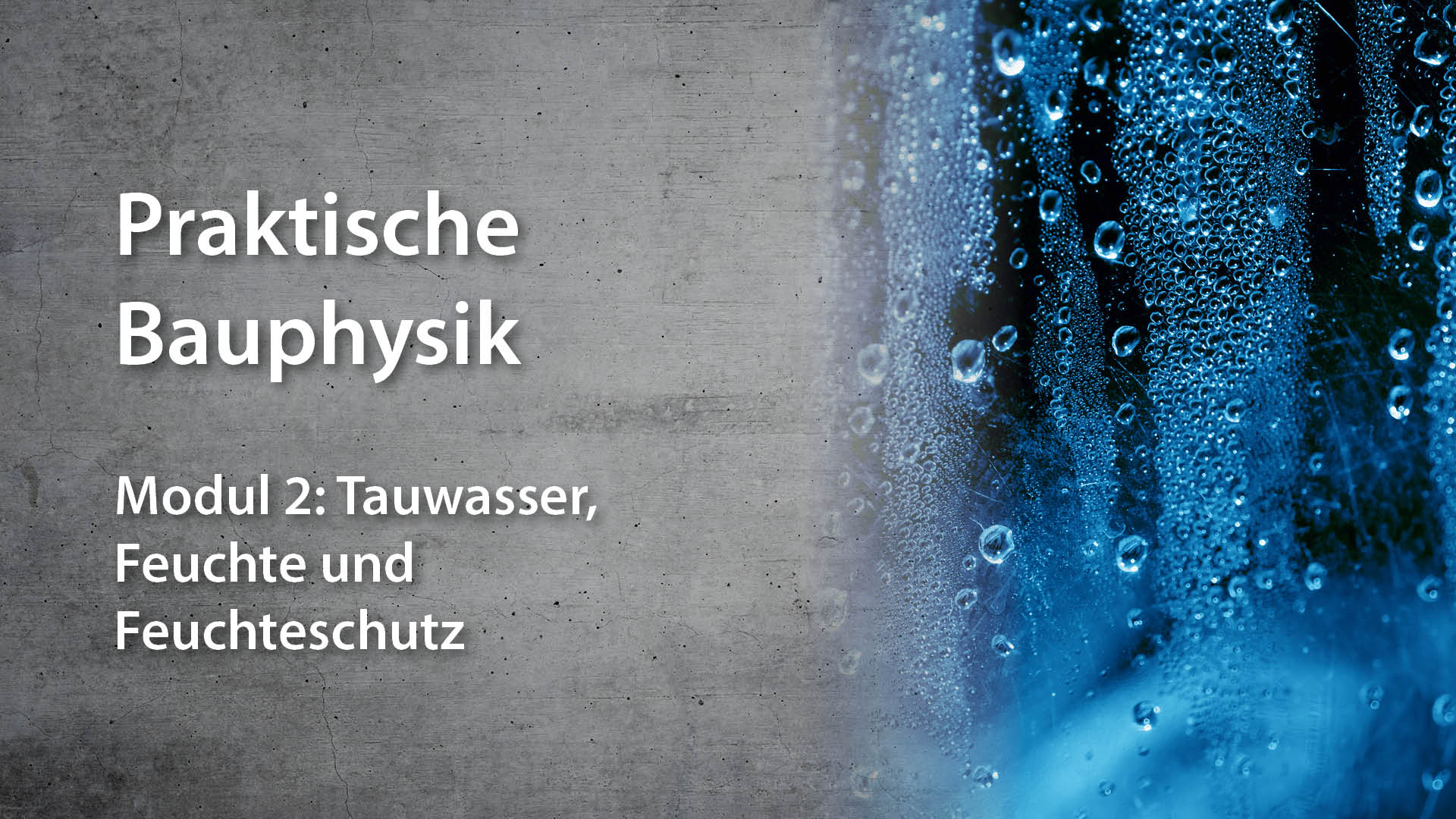 Praktische Bauphysik | Modul 2: Feuchte und Feuchteschutz