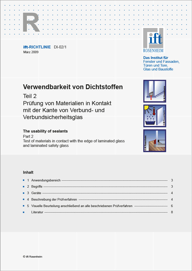 ift-Richtlinie DI-02/1 – Verwendbarkeit von Dichtstoffen, Teil 2