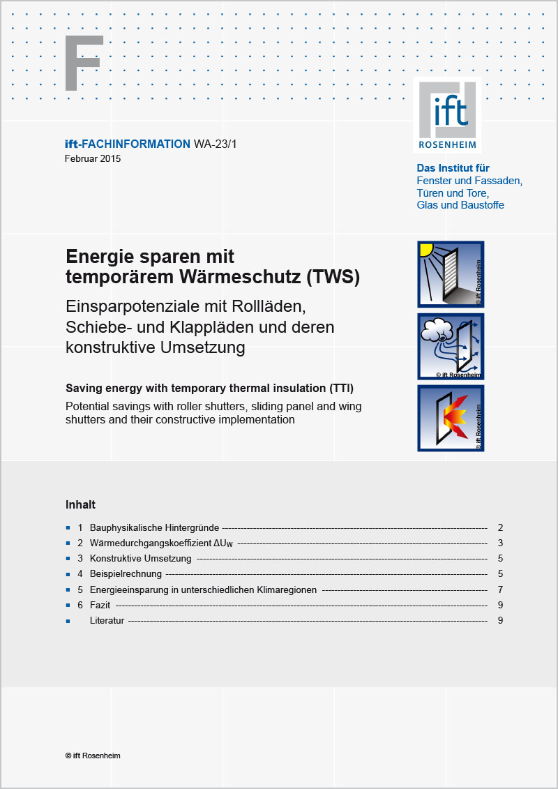 ift-Fachinformation WA-23/1 – Energie sparen mit temporärem Wärmeschutz (TWS)